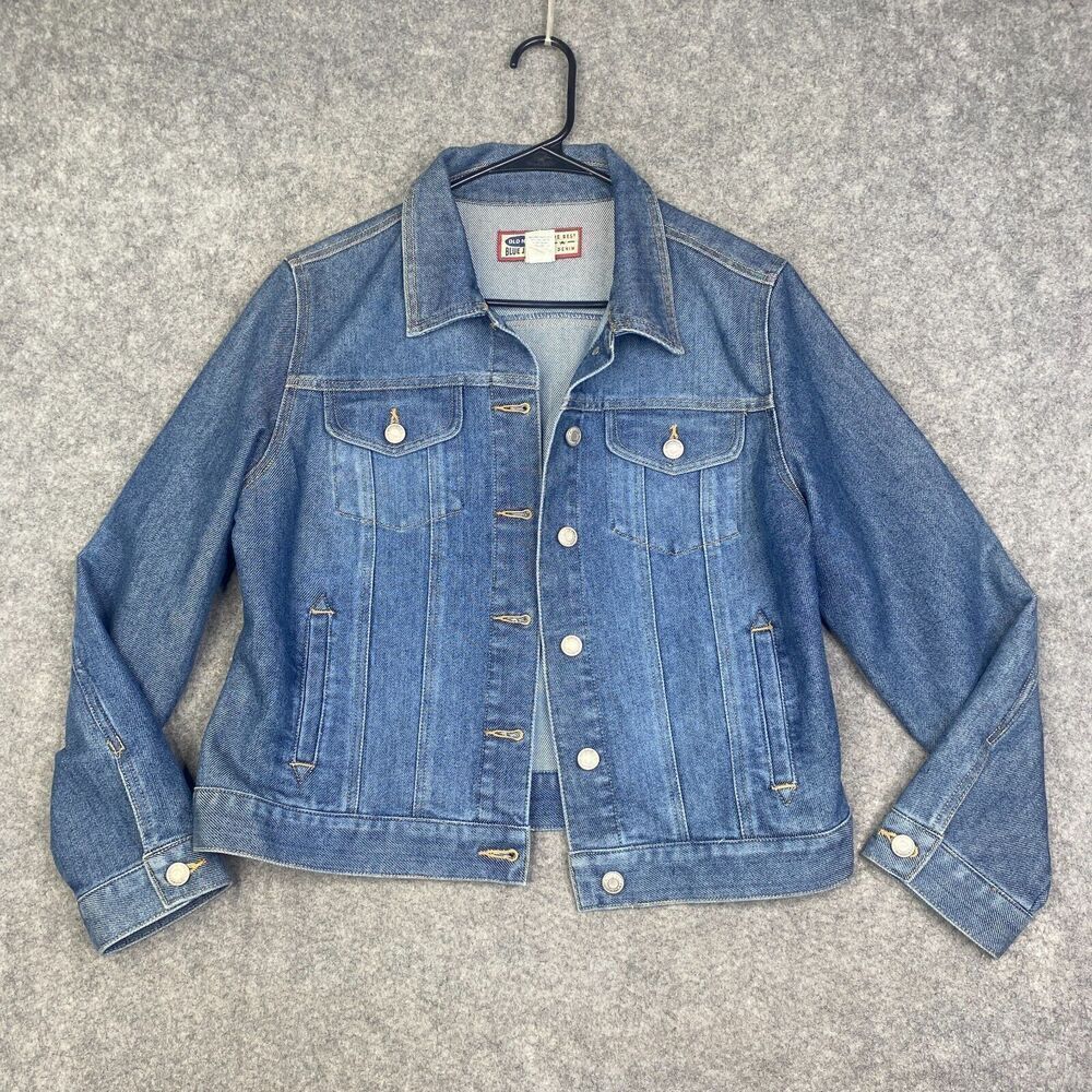 Vintage Old Navy Womens Jacket Large Cotton/Poly Denim Y2K Trucker 90's